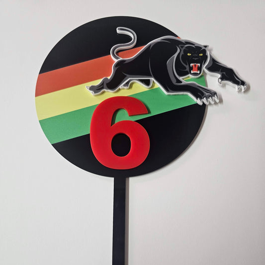 Penrith Panthers  cake topper featuring a bold design, perfect for team celebrations, birthdays, and game-day parties.