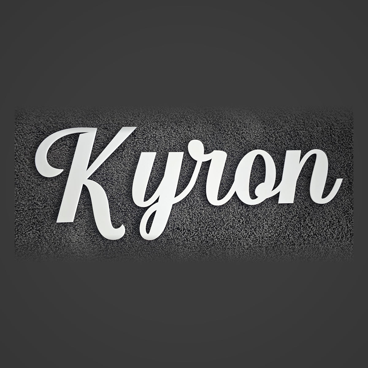 White acrylic custom script name sign - personalised wall name for bedroom or nursery